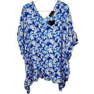 Meritt‎ Boutique Womens Caramela Floral Top/ Coverup Oversized Size Small